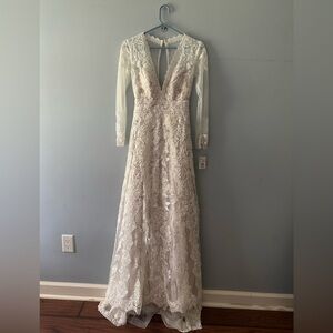 Melissa Sweet Linear Lace Wedding Dress -
Ivory/Champagne